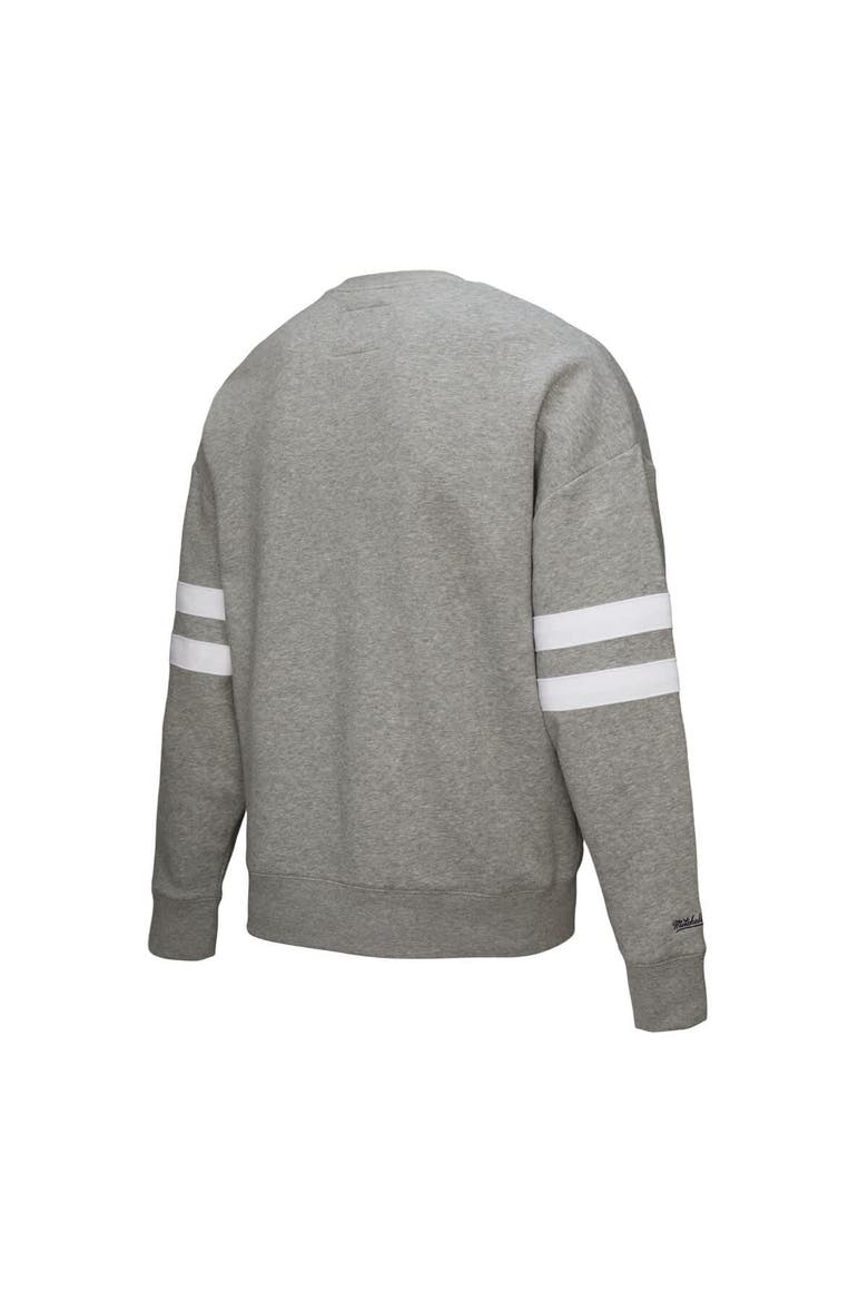 Women's Mitchell & Ness Heather Gray Boston Bruins Logo Lightweight Pullover Sweatshirt, Alternate, color, Heather Gray