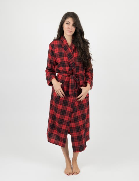 Women's Flannel Robe, 100% Cotton