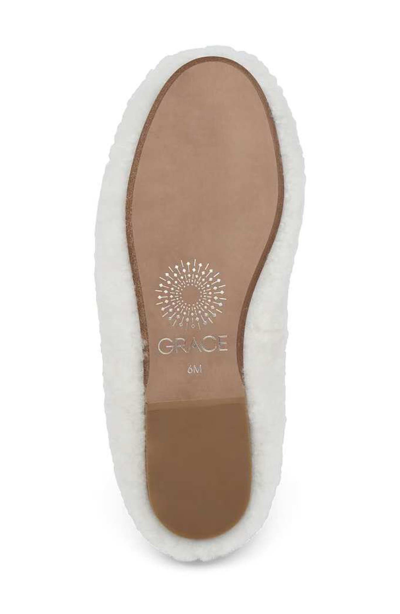 Grace Footwear Reims Genuine Shearling Ballet Flat, Alternate, color, Natural