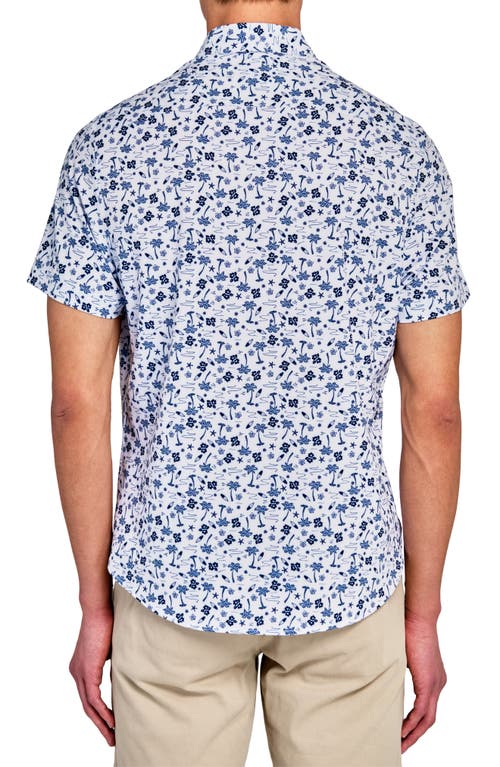 Construct Slim Fit 4-way Stretch Short Sleeve Button-up Shirt In Blue