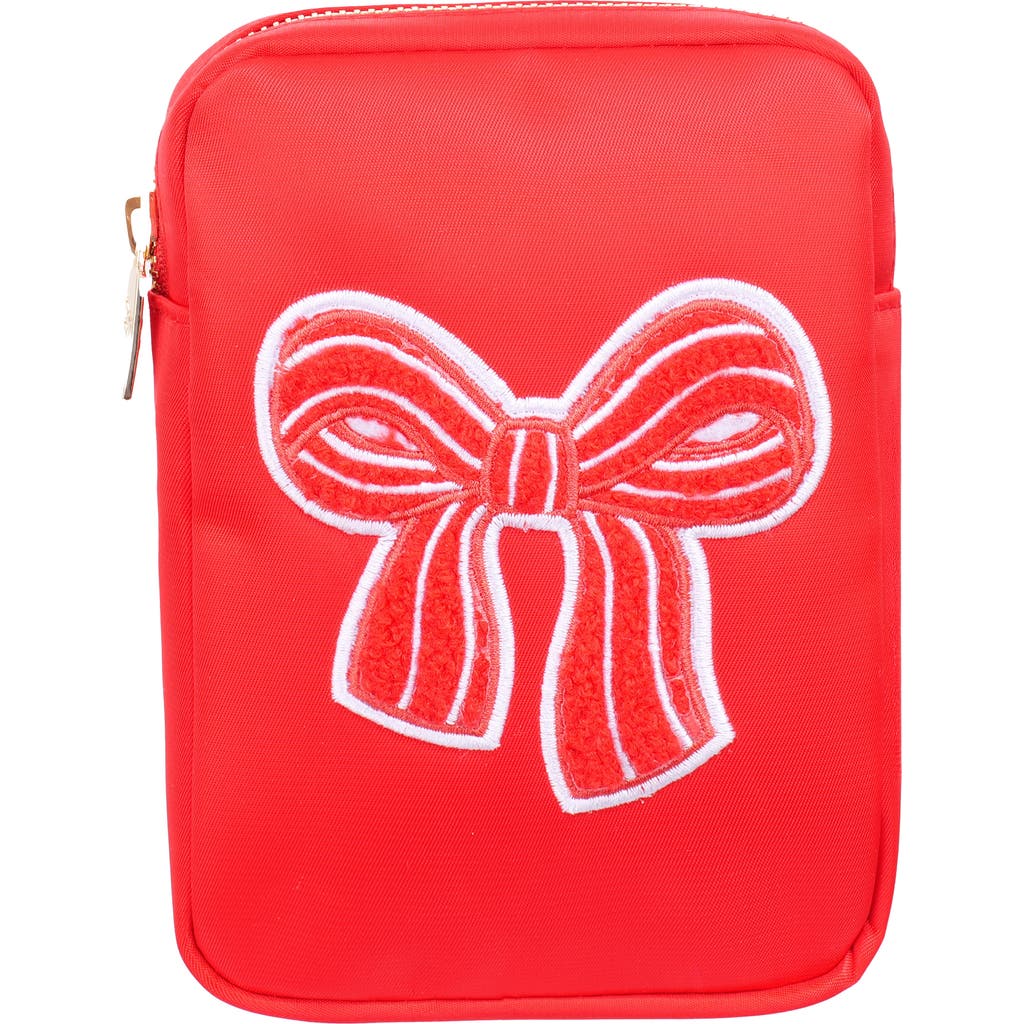 Bloc Bags Mini Bow Cosmetics Bag In Red/red Stripe