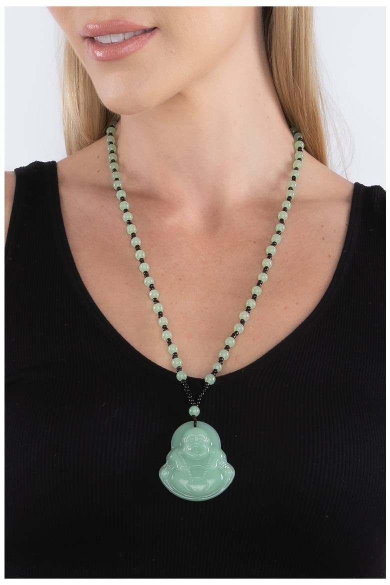 Jaden Green Buddha Pendant Necklace, Alternate, color, GREEN
