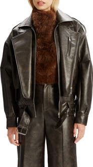 Bardot Kavi Oversize Faux Leather Moto Jacket