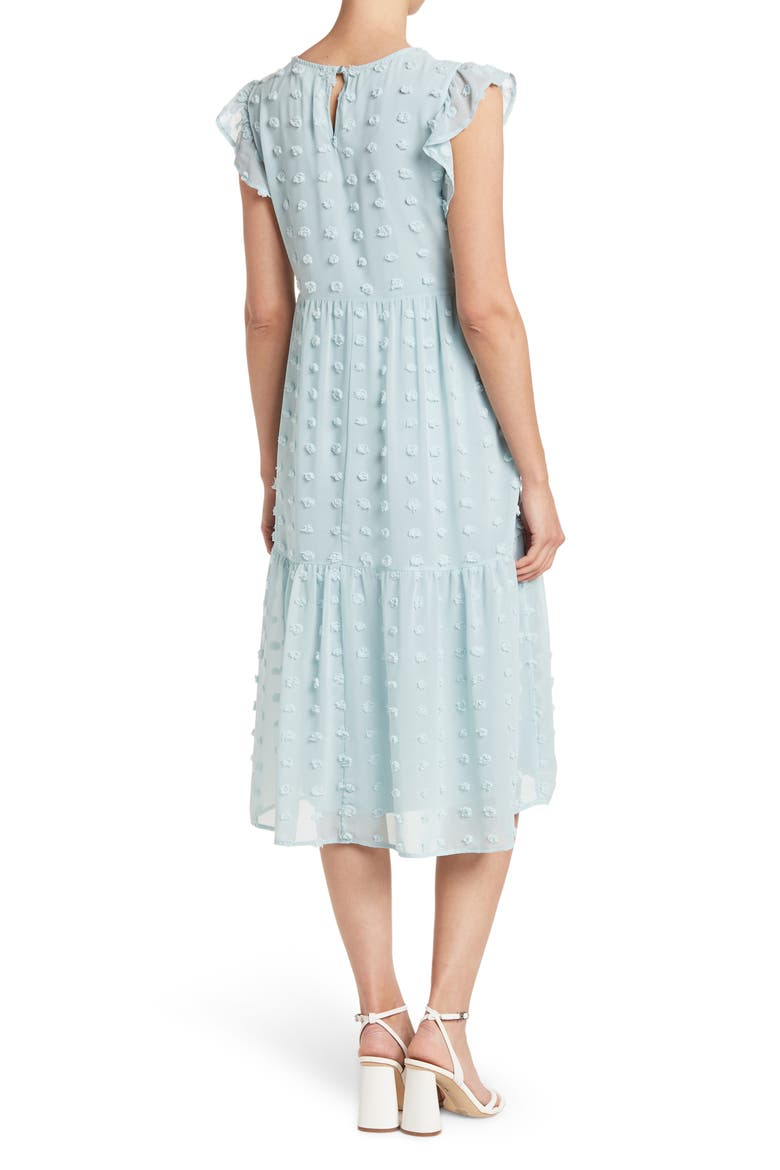Ballerina Clip Dot Tiered Midi Dress, Alternate, color, SAGE