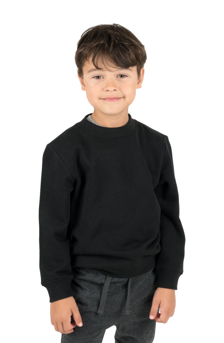 Leveret Kids Pullover Sweatshirt, Long Sleeve, Solid Colors, Alternate, color, Black