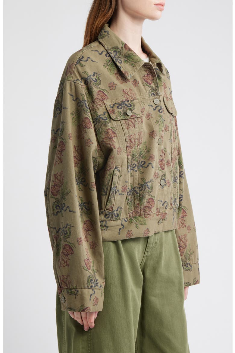 Stacia Overdye Tulip Organic Cotton Denim Jacket, Alternate, color, KHAKI
