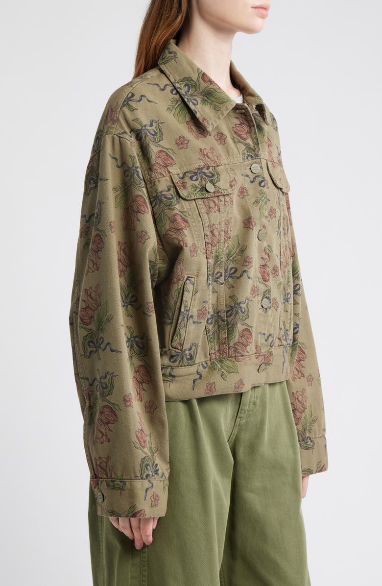 Damson Madder Stacia Overdye Tulip Organic Cotton Denim Jacket, Alternate, color, Khaki