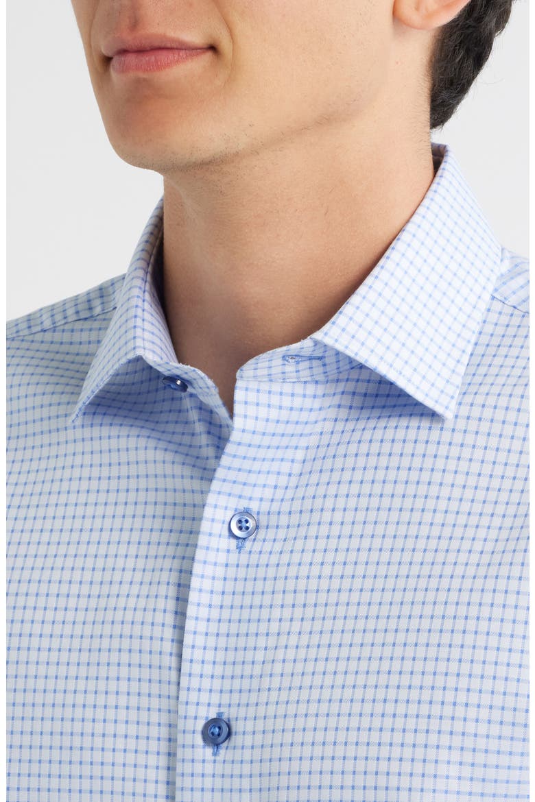 Trim Fit Textured Grid Cotton Dress Shirt, Alternate, color, LIGHT BLUE