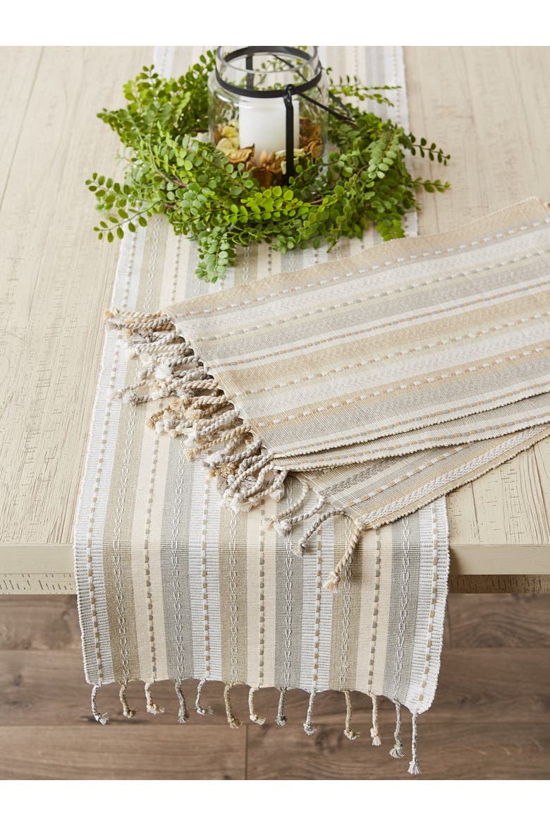 Tonal Stripe With Fringe Placemat Set/6, Alternate, color, Natural