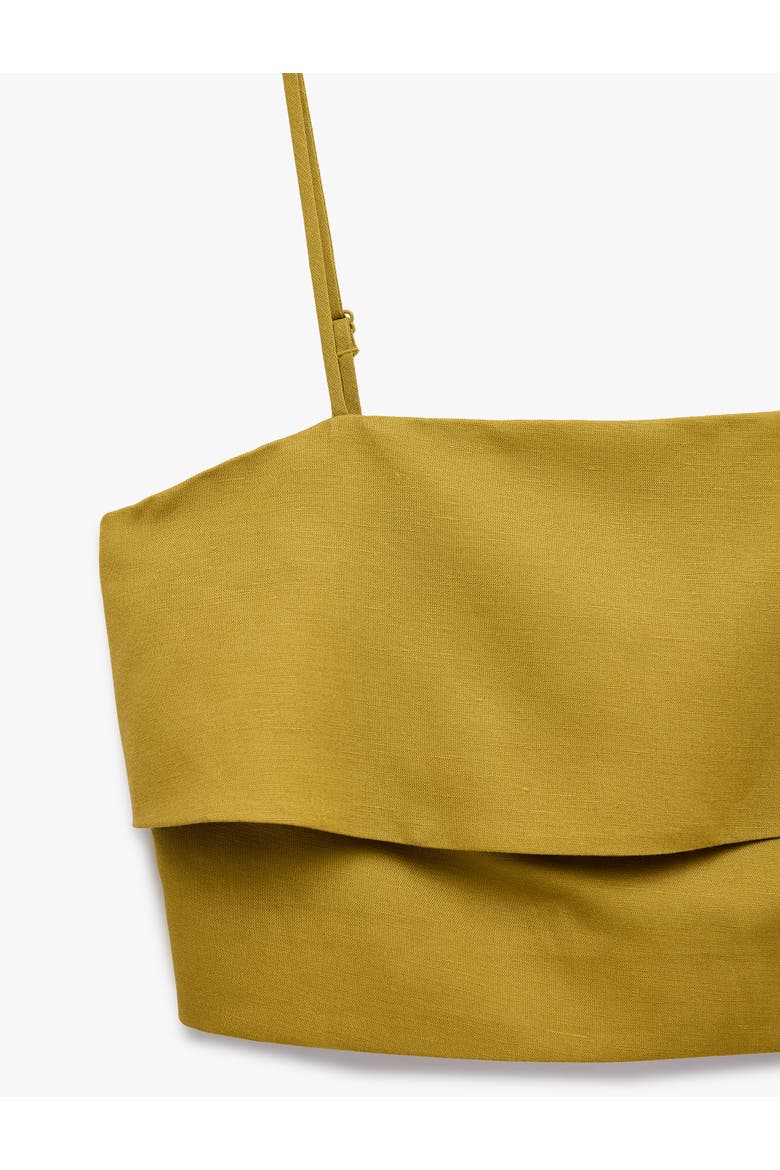 Linen Blend Square Neck Strappy Top With Overlay, Alternate, color, KHAKI