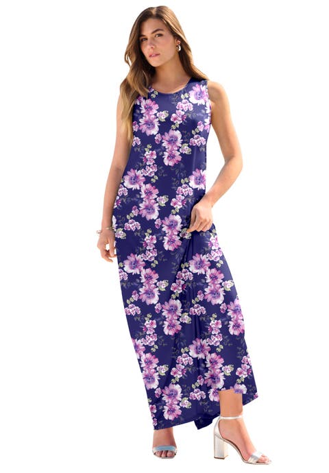 Plus Size Sleeveless Crew Neck Maxi Dress (Plus)