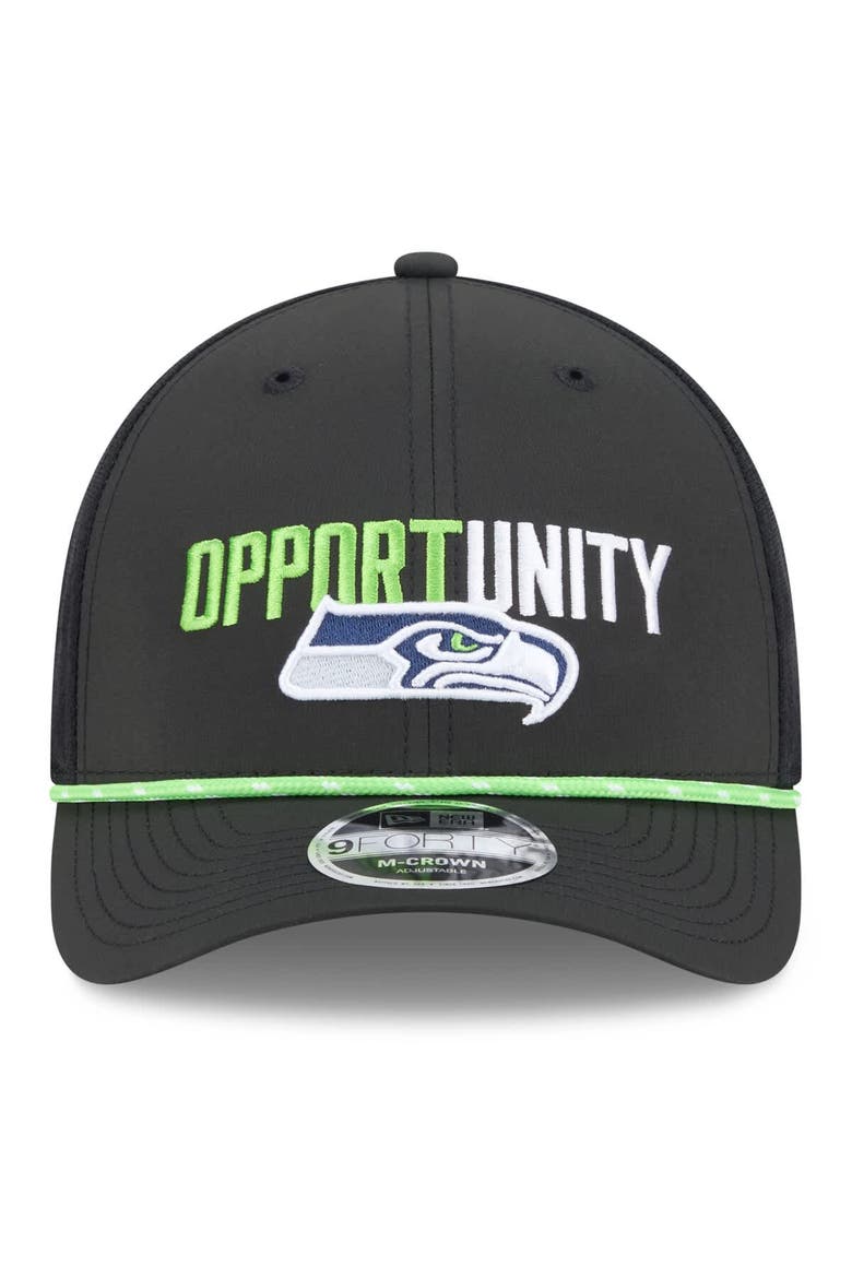Men's New Era Black Seattle Seahawks 2025 Inspire Change 9FORTY M-Crown Adjustable Hat, Alternate, color, Black