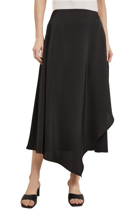 Asymmetric Charmeuse Maxi Skirt