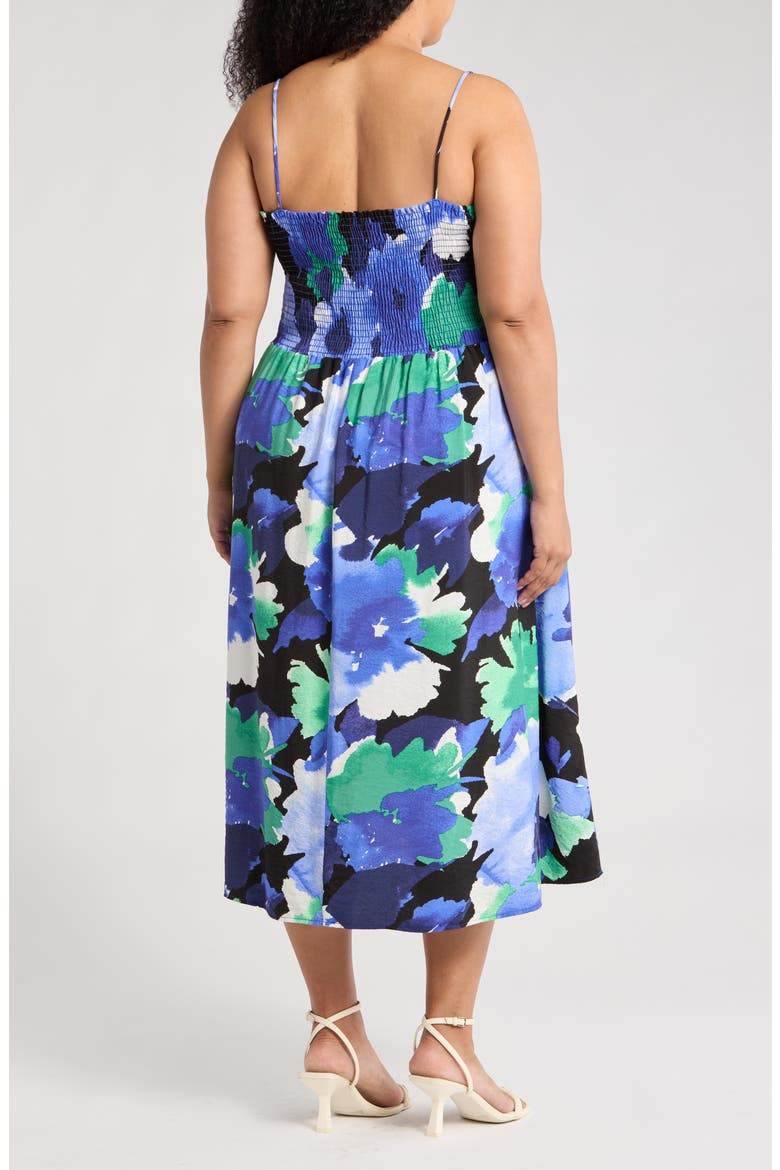 Floral Fit & Flare Sundress, Alternate, color, BLUE/ GREEN