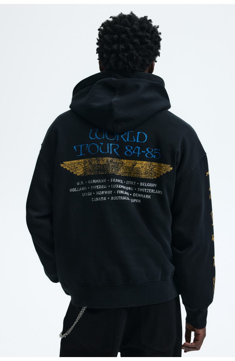 H&M Oversized Fit Printed Hoodie, Alternate, color, Black/Iron Maiden