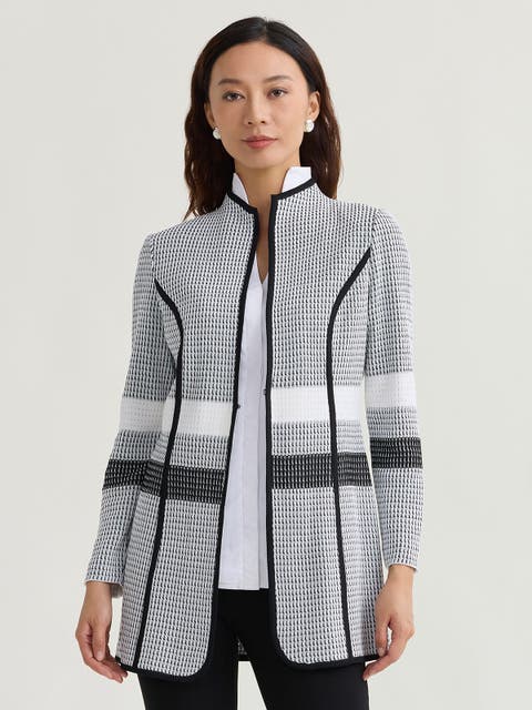 Monochrome Jacquard Knit Jacket