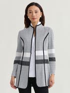 Misook Monochrome Jacquard Knit Jacket