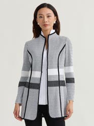 Misook Monochrome Jacquard Knit Jacket