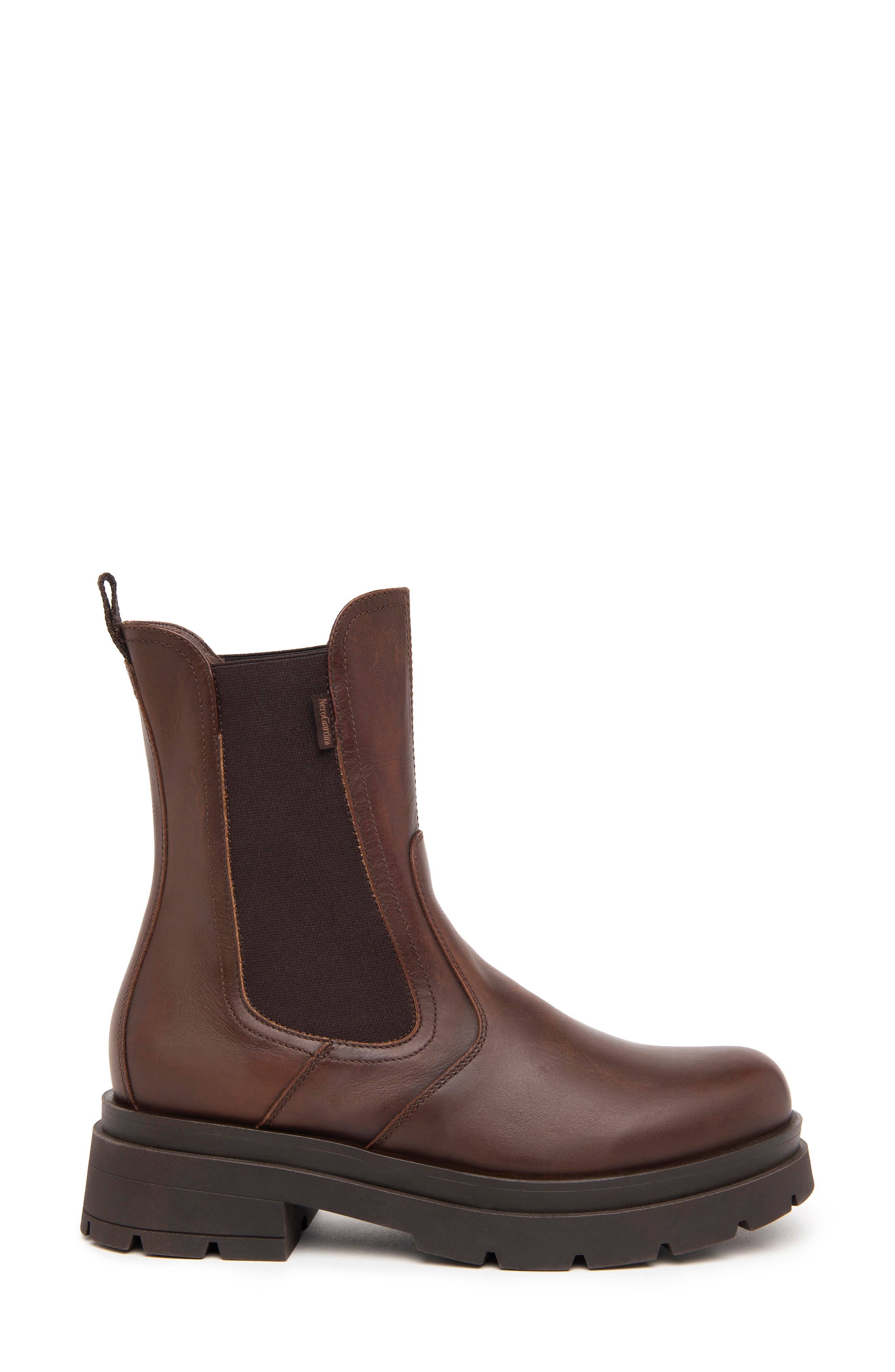 NeroGiardini Lug Sole Chelsea Boot, Alternate, color, Brown
