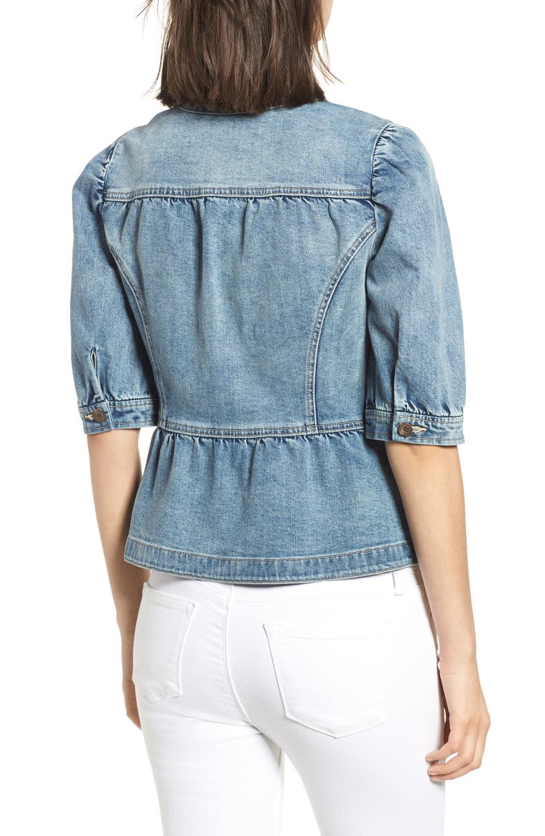Hinge Peplum Denim Jacket, Alternate, color, 