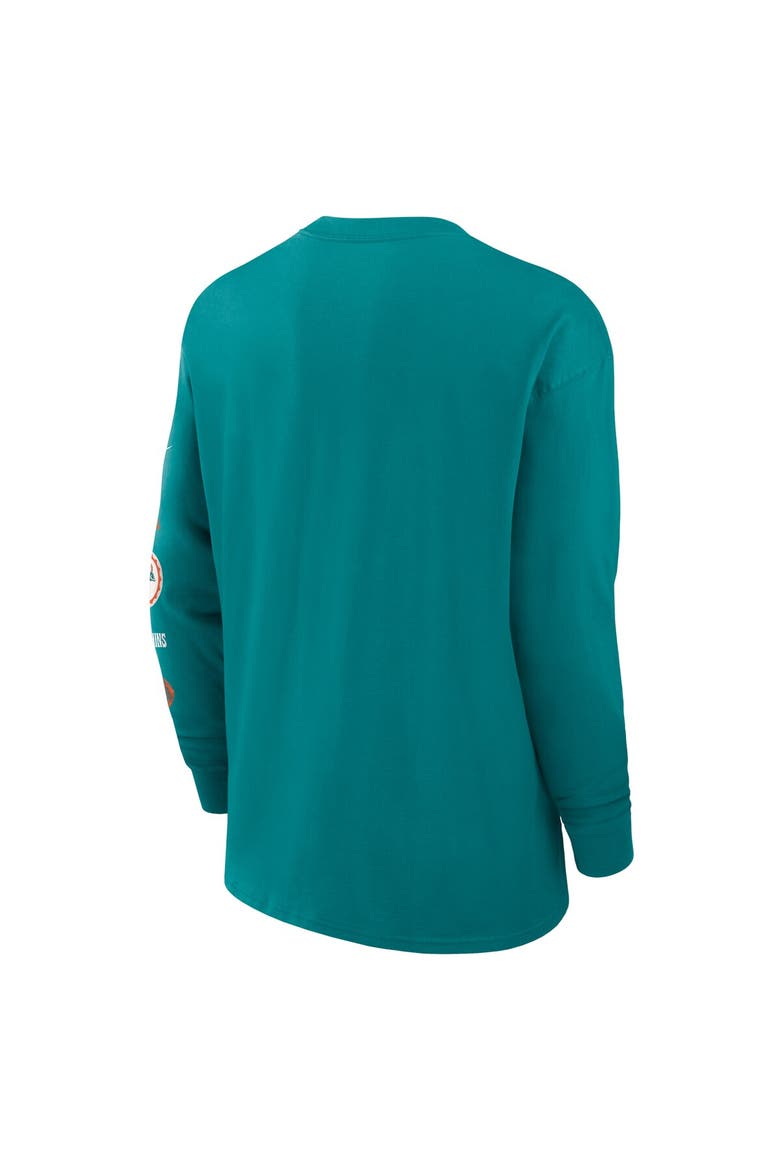 Men's Nike Aqua Miami Dolphins Rewind Heavy Max 90 Pocket Long Sleeve T-Shirt, Alternate, color, Aqua