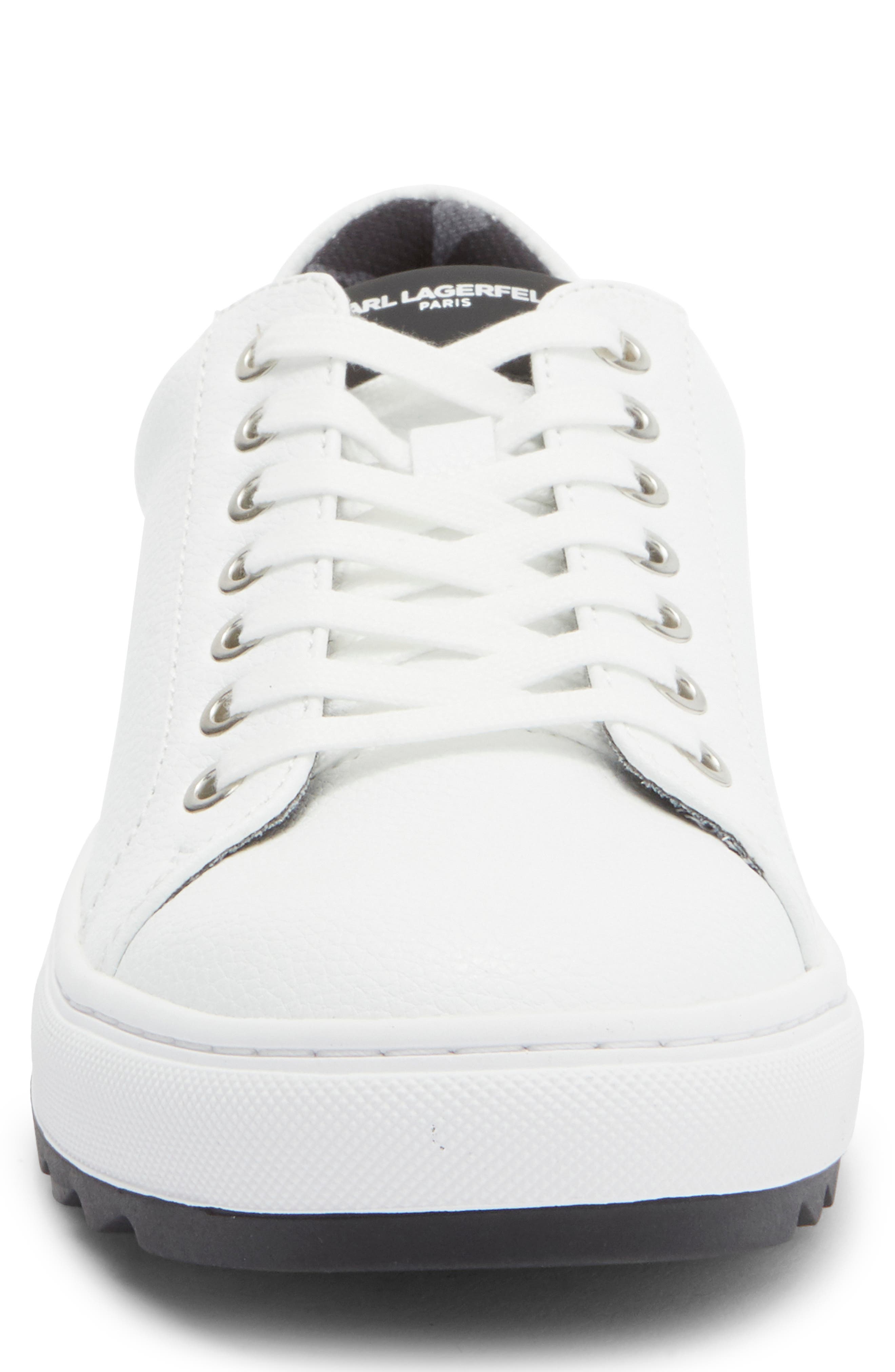 KARL LAGERFELD PARIS Leather Low Top Sneaker, Alternate, color, White