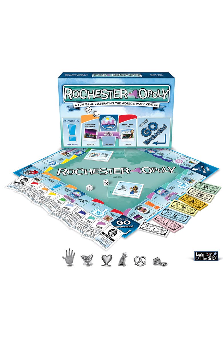 Late for the Sky Rochesteropoly Monopoly Board Game, Alternate, color, Multicolored