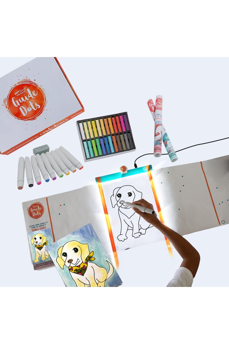Level 1 Art Kit for Ages 4-7 w/ Light-Up Bright Board - Art Class in a Box, Main, color, White