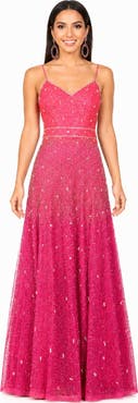 LARA New York Beaded Faux-Wrap V-Neck Bridal Gown