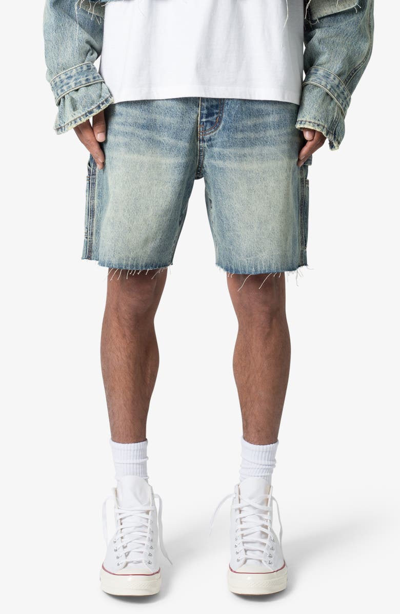 mnml Frayed Nonstretch Denim Carpenter Shorts, Main, color, 