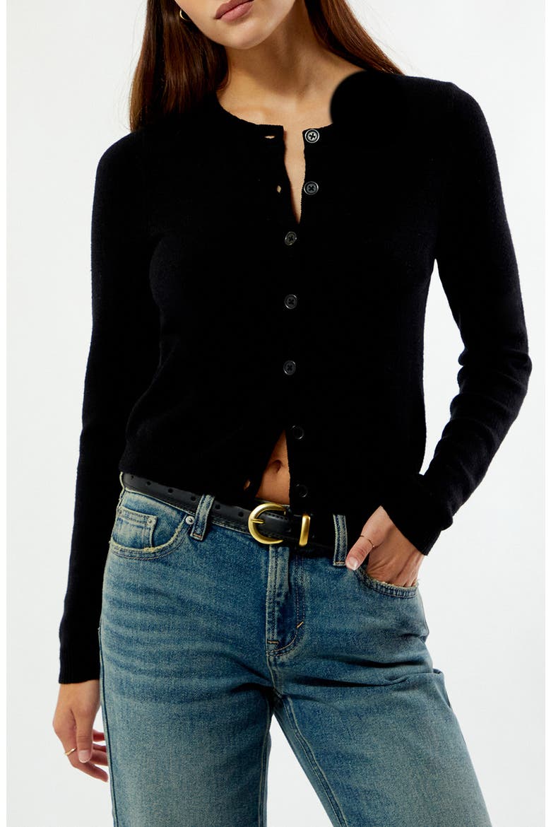 Marley Button Front Cardigan, Main, color, BLACK