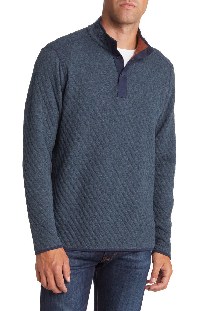 Johnston & Murphy Men's Reversible Quilted Quarter Snap Pullover, Alternate, color, 
