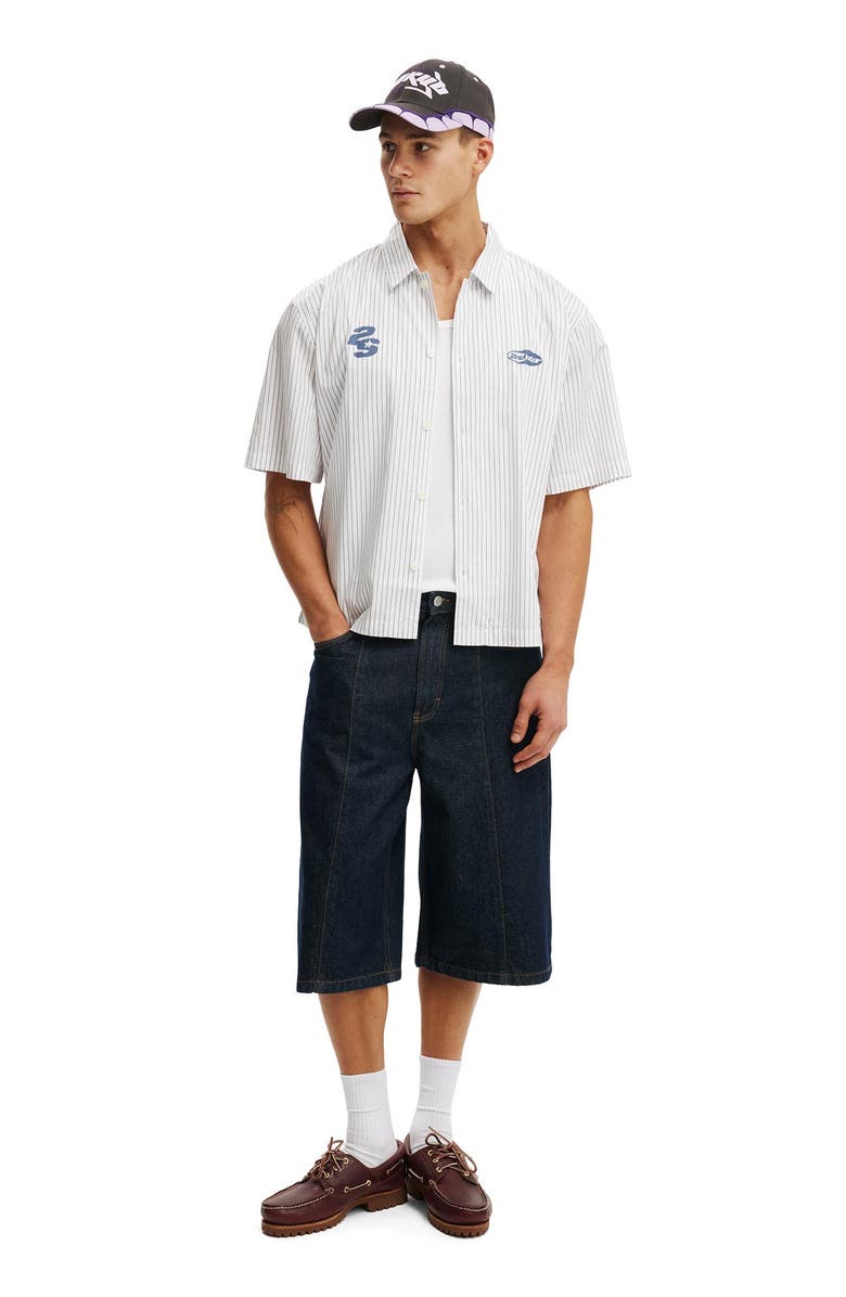 Cotton On Men's Alex Short Sleeve Shirt, Alternate, color, 2Ndstar White Stripe Print