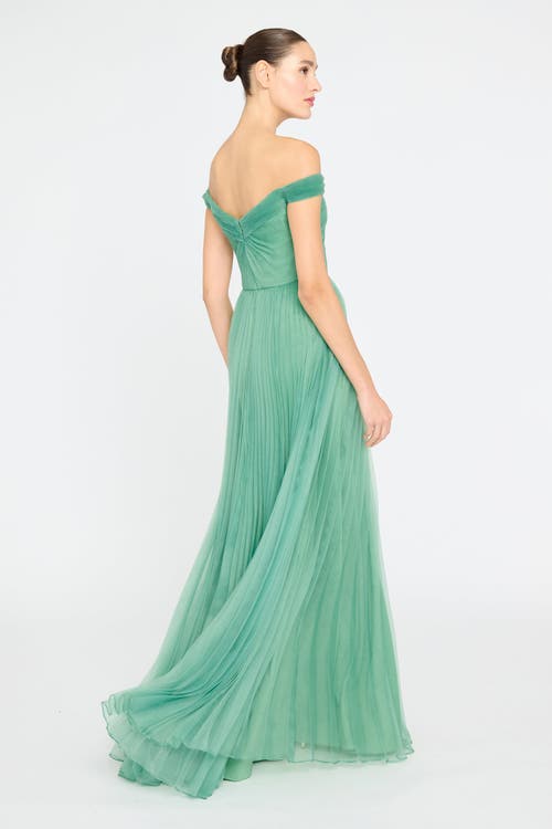 Theia Lisbeth Pleated Gown