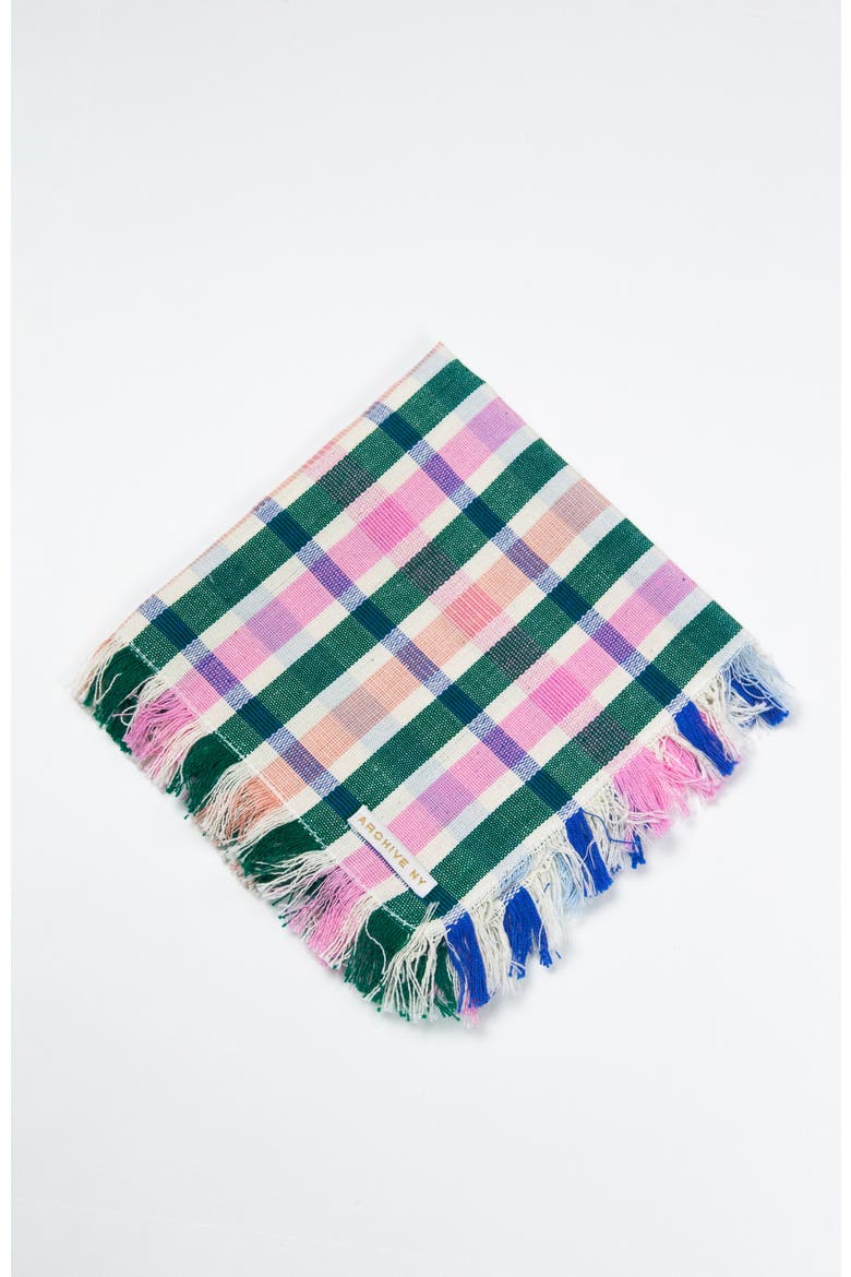 Handwoven Classic Plaid Cotton Party Napkins, Set of 4, Alternate, color, Green