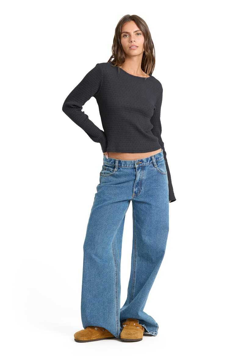 Sweet Coast Long Sleeve Ribbed Top, Alternate, color, BLACK SANDS