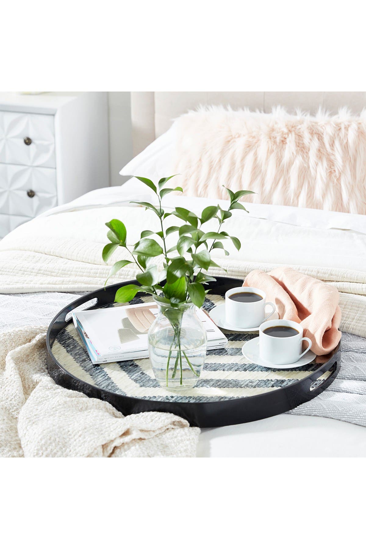 WILLOW ROW Round Pearl & Gray Capiz Shell Serving Trays - Set of 3 ...