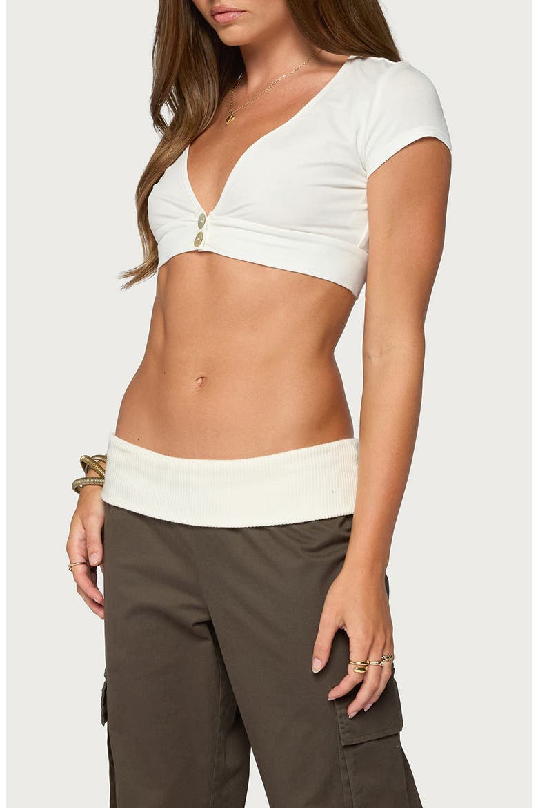 Cecey Button Up Crop Top, Alternate, color, WHITE