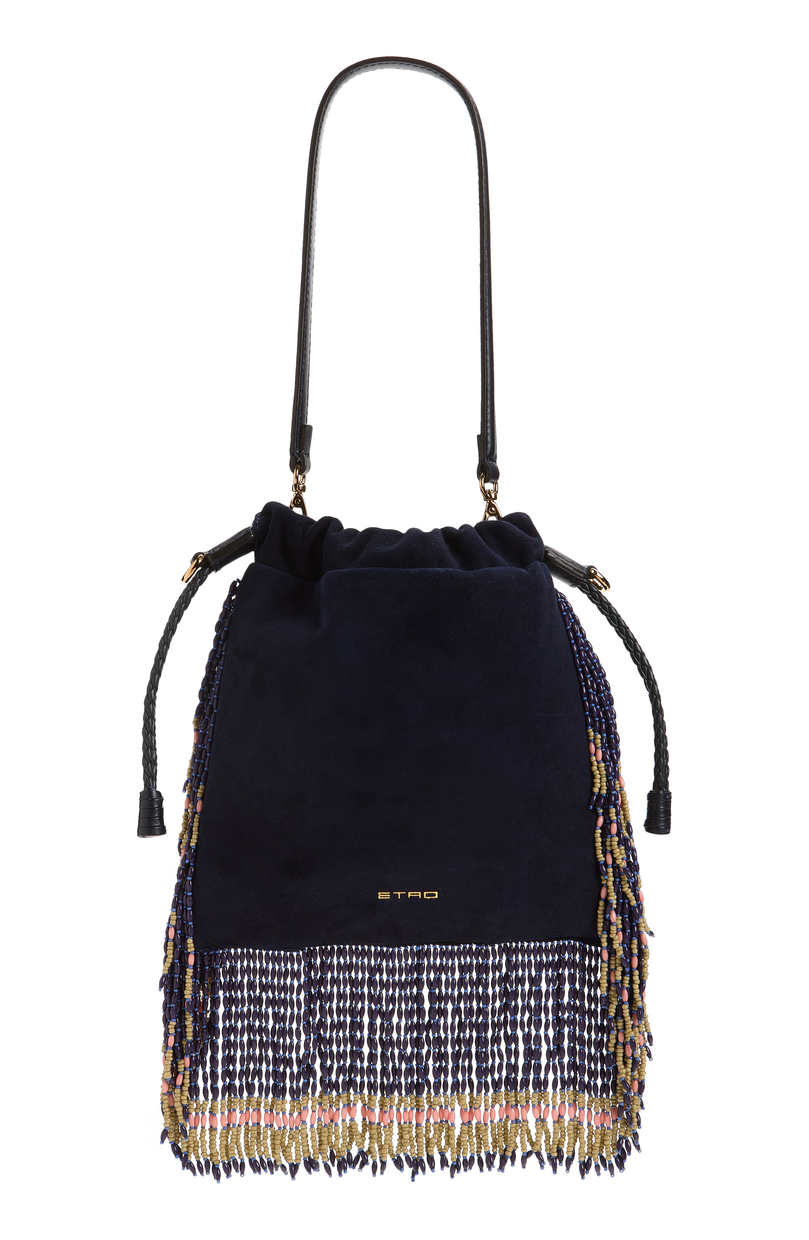 Kalispera Beaded Fringe Suede Shoulder Bag, Alternate, color, BLUE