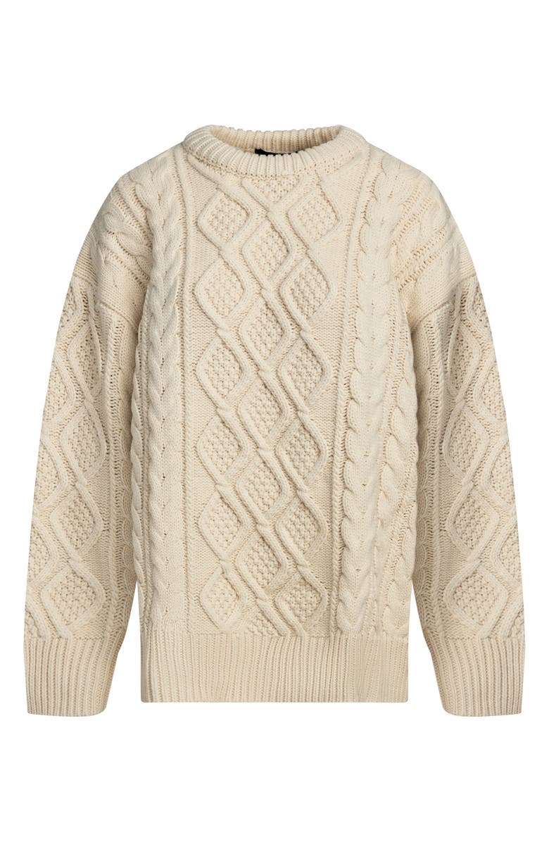 LIONESS Gigi Oversize Cable Stitch Sweater, Alternate, color, Ivory