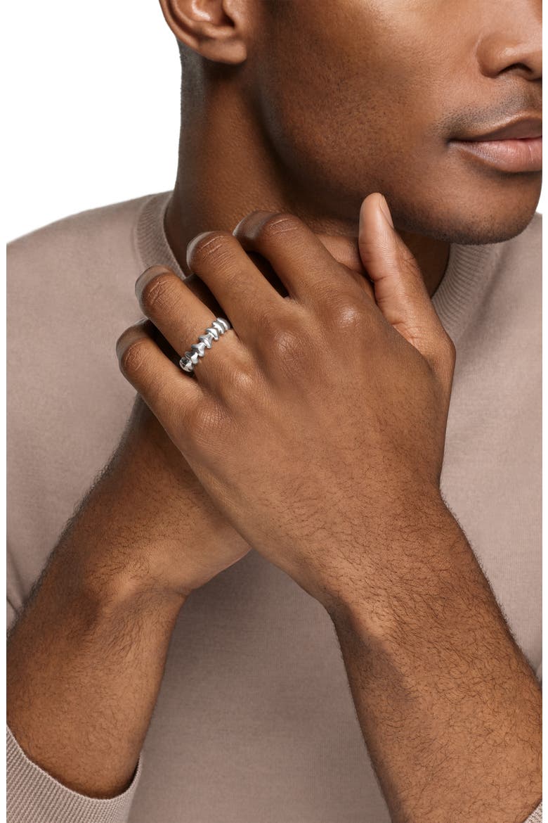 Men's Armory Band Ring in Black Titanium, 6.2mm, Alternate, color, SILVER
