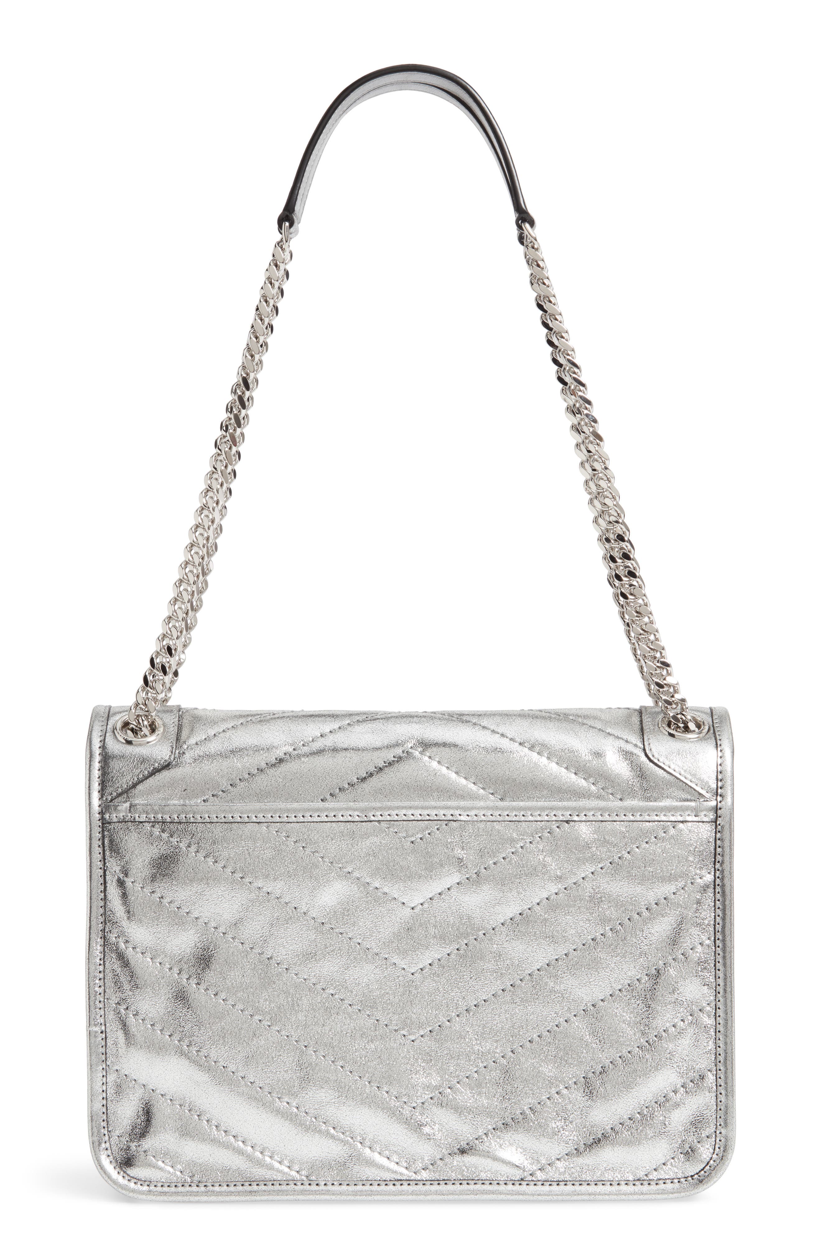 Medium Niki Leather Shoulder Bag, Alternate, color, SILVER