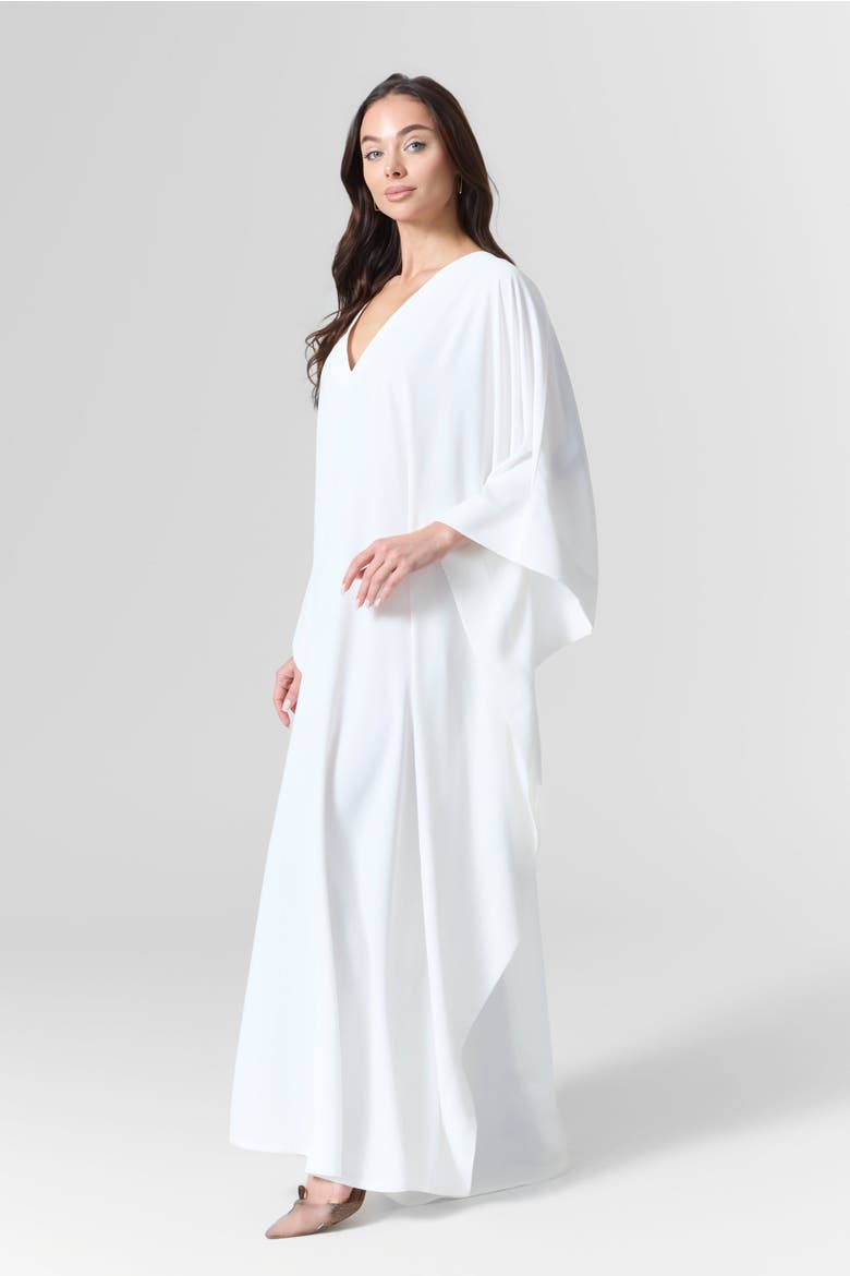 Luna Silk Crepe-Cady Gown, Alternate, color, White