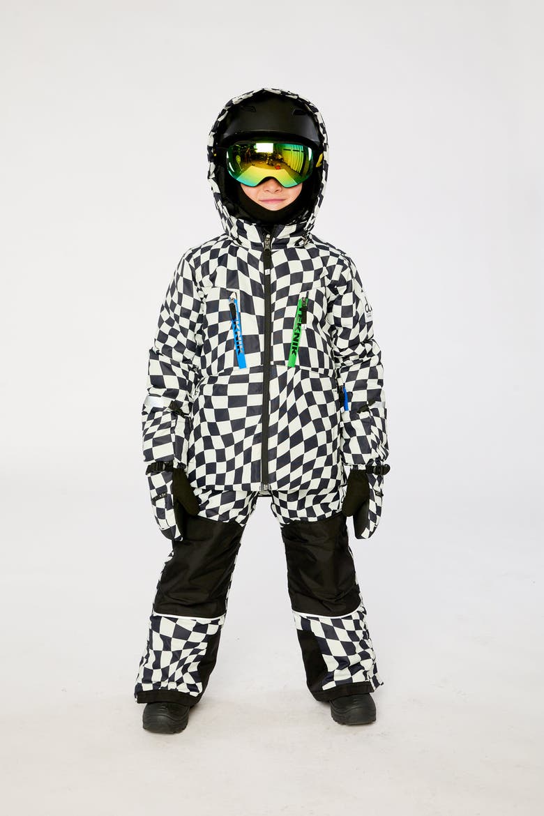 Teknik Checkered Jacket & Reinforced Pants Two Piece Snowsuit, Alternate, color, White Checkered Print