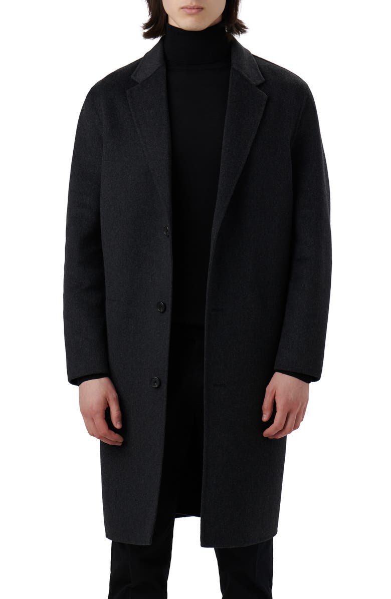 Bugatchi Tailor Fit Wool Blend Longline Coat, Main, color, 