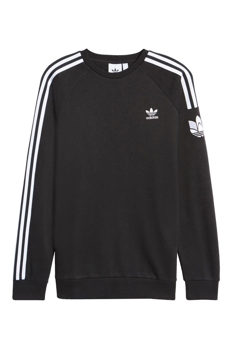 Men's 3-Stripes Crewneck Sweatshirt, Alternate, color, BLACK