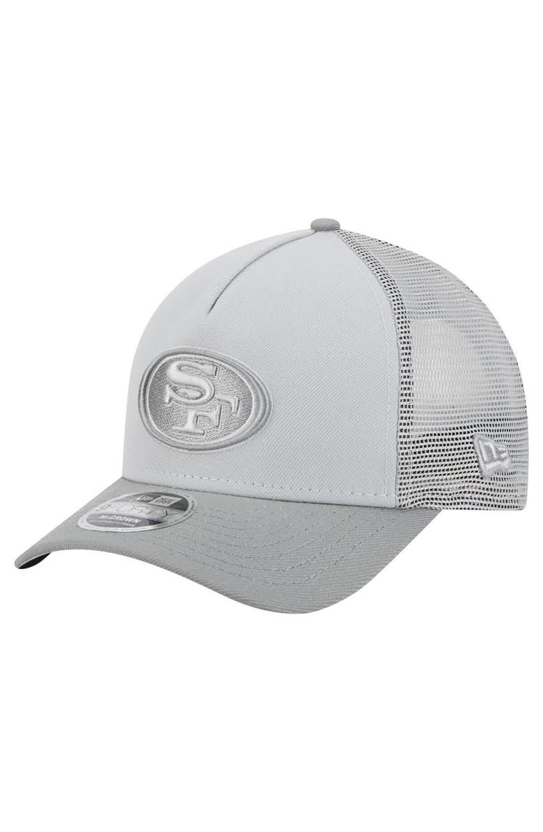 New Era Men's New Era Gray San Francisco 49ers Domain 9FORTY A-Frame Trucker Adjustable Hat, Main, color,