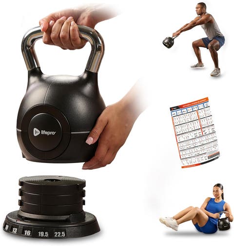 PowerStone 7in1 Adjustable Kettlebell Set  3.5 to 22.5lb and 5 to 44.5lb