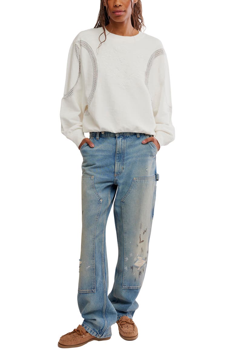 Love Lace Sweatshirt, Alternate, color, CLEAN IVORY