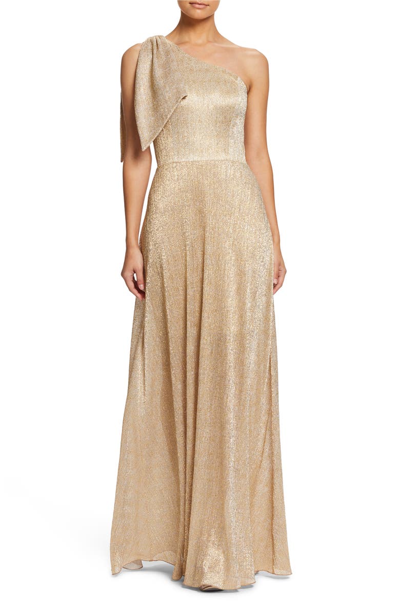 Savannah One-Shoulder Gown, Main, color, GOLD